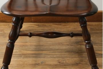 中古　美品　松本民芸家具　シックな色合いとクラシカルな佇まいが魅力のペンシルバニアウィンザーチェア(ウインザーチェア、アームチェア、板座チェア、ダイニングチェア、椅子、イス)(定価約20万円)(R-068196)