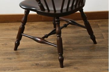 中古　美品　松本民芸家具　シックな色合いとクラシカルな佇まいが魅力のペンシルバニアウィンザーチェア(ウインザーチェア、アームチェア、板座チェア、ダイニングチェア、椅子、イス)(定価約20万円)(R-068196)