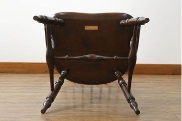 中古　美品　松本民芸家具　シックな色合いとクラシカルな佇まいが魅力のペンシルバニアウィンザーチェア(ウインザーチェア、アームチェア、板座チェア、ダイニングチェア、椅子、イス)(定価約20万円)(R-068196)
