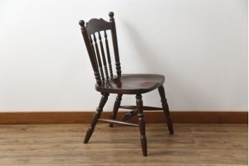 中古　松本民芸家具　16型スピンドルチェア　ゆったりと座れるダイニングチェア(板座チェア、椅子、イス)(R-068201)