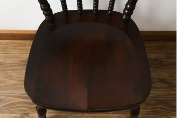 中古　松本民芸家具　16型スピンドルチェア　ゆったりと座れるダイニングチェア(板座チェア、椅子、イス)(R-068201)