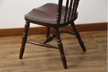中古　松本民芸家具　16型スピンドルチェア　ゆったりと座れるダイニングチェア(板座チェア、椅子、イス)(R-068201)