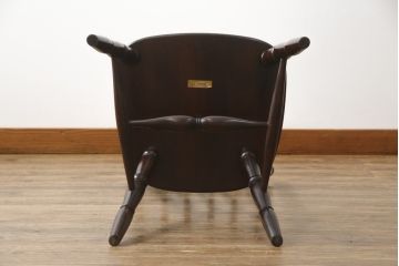 中古　松本民芸家具　16型スピンドルチェア　ゆったりと座れるダイニングチェア(板座チェア、椅子、イス)(R-068201)