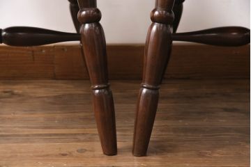 中古　松本民芸家具　16型スピンドルチェア　ゆったりと座れるダイニングチェア2脚セット(板座チェア、椅子、イス)(R-068202)