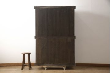 和製アンティーク　上手物!　下段にも引き出し付きの四尺水屋箪笥(食器棚、収納棚、重ね戸棚、時代箪笥、茶箪笥、キャビネット)(R-068203)