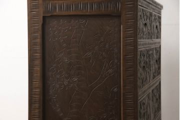 中古　軽井沢彫り　咲き誇る桜の彫刻が美しいドレッシングチェスト(ドレッサー、鏡台、引き出し、化粧台)(R-068206)