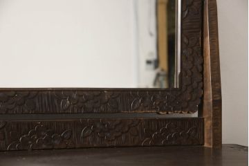 中古　軽井沢彫り　咲き誇る桜の彫刻が美しいドレッシングチェスト(ドレッサー、鏡台、引き出し、化粧台)(R-068206)