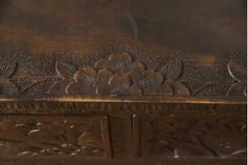 中古　軽井沢彫り　咲き誇る桜の彫刻が美しいドレッシングチェスト(ドレッサー、鏡台、引き出し、化粧台)(R-068206)