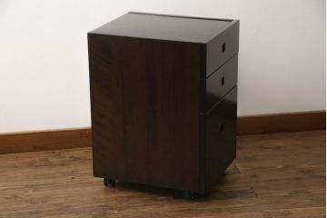 中古　美品!!　星野民芸(星野民藝)　落ち着いたシックな色合いが魅力のデスクとワゴンのセット(机、ワークデスク、作業台、在宅用、在宅ワーク、サイドキャビネット、サイドチェスト)(R-068217)