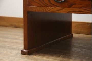 中古　最高級品　国産職人手造り　漆塗り　木目が美しい大振りで重厚な片袖机(座机、文机、ローテーブル、センターテーブル、作業台、ワークデスク、在宅用、在宅ワーク用)(R-068228)