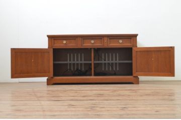 中古　DREXEL HERITAGE(ドレクセルヘリテイジ)　Triune(トライユン)　クラシカルなデザインがお洒落なテレビ台(ローボード、テレビボード、サイドキャビネット、リビングボード、収納棚、戸棚)(R-068230)