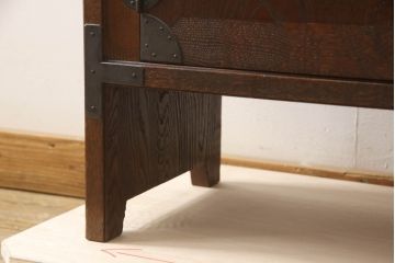 中古　松本民芸家具　希少!風情ある和モダンの空間づくりに活躍するD型朝鮮棚(タモ、ラッカー)(茶棚、サイドキャビネット、収納棚、飾り棚)(定価約140万円)(R-068237)