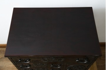 中古　超美品!!　岩谷堂箪笥　木地呂塗り　丁寧な造りの手打ち金具が目を惹く栗駒8号車タンス　定価約160万円　(R-068238)