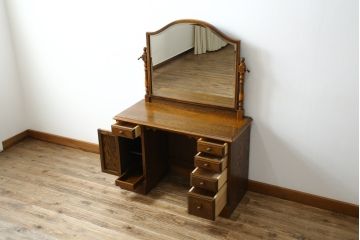 中古　美品　三越家具(現カントリーハウス)　Brugge(ブルージュ)　オーク材　クラシカルな雰囲気漂うドレッサー(鏡台、ミラー)(R-068239)