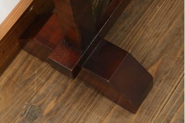 中古　銅板　彫金　枠欅(ケヤキ)材　武運　長久　阿吽　迫力ある龍虎の図が魅力的な小振りの衝立て(つい立て、衝い立て、パーテーション、間仕切り、店舗什器)(R-068240)