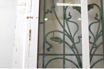 海外アンティーク　オーク材　特大!!繊細なデザインのアイアンフェンス入り　背の高いドア1枚(建具、木製扉)(R-068250)