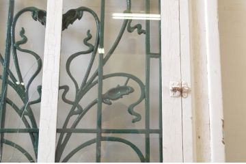 海外アンティーク　オーク材　特大!!繊細なデザインのアイアンフェンス入り　背の高いドア1枚(建具、木製扉)(R-068250)