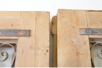 海外アンティーク　パイン材　特大!!アイアンフェンス入り背の高い両開きドア1対2枚セット(建具、木製扉)(R-068251)