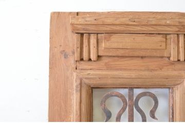 海外アンティーク　パイン材　アイアンフェンス入り背の高い両開きドア1対2枚セット(建具、木製扉)(R-068253)