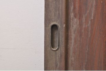 アンティーク建具　総欅(ケヤキ)材一枚板　温かみのある木味が魅力の板戸窓2枚セット(引き戸)(R-068260)