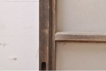 アンティーク建具　経年を感じさせる古い木味のガラス窓2枚セット(引き戸、ガラス戸)(R-068264)