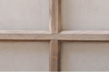 アンティーク建具　経年を感じさせる古い木味のガラス窓2枚セット(引き戸、ガラス戸)(R-068264)