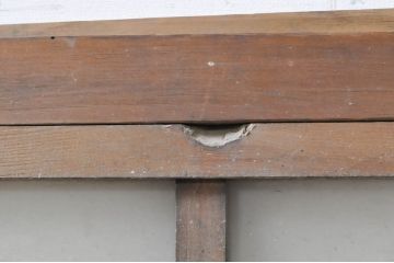 アンティーク建具　経年を感じさせる古い木味のガラス窓2枚セット(引き戸、ガラス戸)(R-068264)