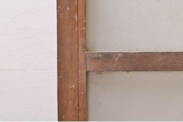 アンティーク建具　経年を感じさせる古い木味のガラス窓2枚セット(引き戸、ガラス戸)(R-068264)
