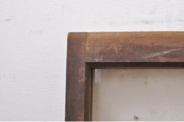 アンティーク建具　経年を感じさせる古い木味のガラス窓2枚セット(引き戸、ガラス戸)(R-068265)