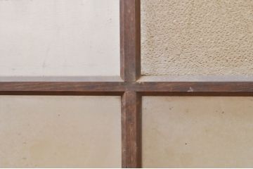 アンティーク建具　経年を感じさせる古い木味のガラス窓2枚セット(引き戸、ガラス戸)(R-068265)