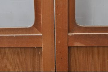 アンティーク建具　レトロなお部屋作りにおすすめな組子入りガラス戸2枚セット(引き戸)(R-068278)