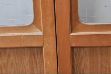 アンティーク建具　レトロなお部屋作りにおすすめな組子入りガラス戸2枚セット(引き戸)(R-068278)