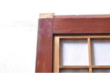 アンティーク建具　上手物!! 高級品 腰板欅(ケヤキ)材 丸面取り縦格子の幅狭格子戸4枚セット(引き戸)(R-068280)
