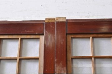 アンティーク建具　上手物!! 高級品 腰板欅(ケヤキ)材 丸面取り縦格子の幅狭格子戸4枚セット(引き戸)(R-068280)