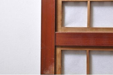 アンティーク建具　上手物!! 高級品 腰板欅(ケヤキ)材 丸面取り縦格子の幅狭格子戸4枚セット(引き戸)(R-068280)