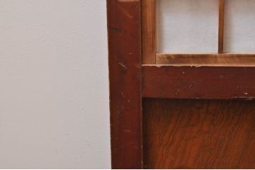 アンティーク建具　上手物!! 高級品 腰板欅(ケヤキ)材 丸面取り縦格子の幅狭格子戸4枚セット(引き戸)(R-068280)