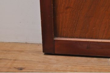 アンティーク建具　上手物!! 高級品 腰板欅(ケヤキ)材 丸面取り縦格子の幅狭格子戸4枚セット(引き戸)(R-068280)