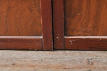 アンティーク建具　上手物!! 高級品 腰板欅(ケヤキ)材 丸面取り縦格子の幅狭格子戸4枚セット(引き戸)(R-068280)