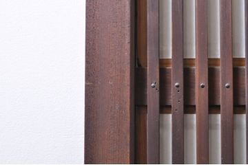 アンティーク建具　腰板欅(ケヤキ)材　どこか懐かしい雰囲気の裏障子付き幅狭格子戸4枚セット(引き戸、障子戸、ガラス帯戸)(R-068281)