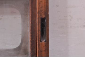 アンティーク建具　腰板欅(ケヤキ)材　どこか懐かしい雰囲気の裏障子付き幅狭格子戸4枚セット(引き戸、障子戸、ガラス帯戸)(R-068281)