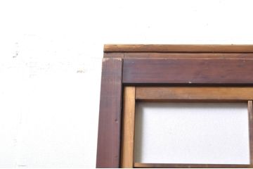 アンティーク建具　腰板欅(ケヤキ)材　どこか懐かしい雰囲気の裏障子付き幅狭格子戸4枚セット(引き戸、障子戸、ガラス帯戸)(R-068281)