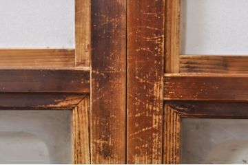 アンティーク建具　腰板欅(ケヤキ)材　どこか懐かしい雰囲気の裏障子付き幅狭格子戸4枚セット(引き戸、障子戸、ガラス帯戸)(R-068281)