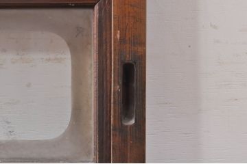 アンティーク建具　腰板欅(ケヤキ)材　どこか懐かしい雰囲気の裏障子付き幅狭格子戸4枚セット(引き戸、障子戸、ガラス帯戸)(R-068281)