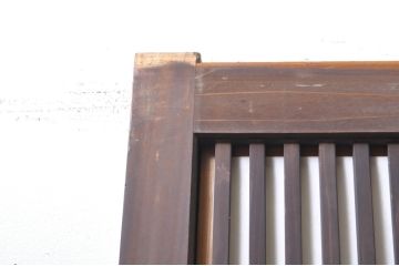 アンティーク建具　腰板欅(ケヤキ)材　どこか懐かしい雰囲気の裏障子付き幅狭格子戸4枚セット(引き戸、障子戸、ガラス帯戸)(R-068282)