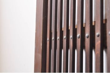 アンティーク建具　腰板欅(ケヤキ)材　どこか懐かしい雰囲気の裏障子付き幅狭格子戸4枚セット(引き戸、障子戸、ガラス帯戸)(R-068282)