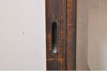 アンティーク建具　腰板欅(ケヤキ)材　どこか懐かしい雰囲気の裏障子付き幅狭格子戸4枚セット(引き戸、障子戸、ガラス帯戸)(R-068282)