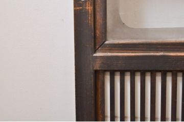 アンティーク建具　腰板欅(ケヤキ)材　どこか懐かしい雰囲気の裏障子付き幅狭格子戸4枚セット(引き戸、障子戸、ガラス帯戸)(R-068282)