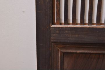 アンティーク建具　腰板欅(ケヤキ)材　どこか懐かしい雰囲気の裏障子付き幅狭格子戸4枚セット(引き戸、障子戸、ガラス帯戸)(R-068282)