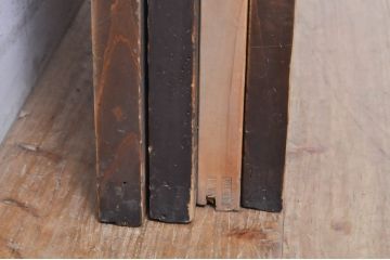 アンティーク建具　腰板欅(ケヤキ)材　どこか懐かしい雰囲気の裏障子付き幅狭格子戸4枚セット(引き戸、障子戸、ガラス帯戸)(R-068282)