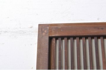 アンティーク建具　どこか懐かしい雰囲気の裏障子付き幅狭格子戸1枚(引き戸、障子戸、ガラス帯戸)(R-068283)
